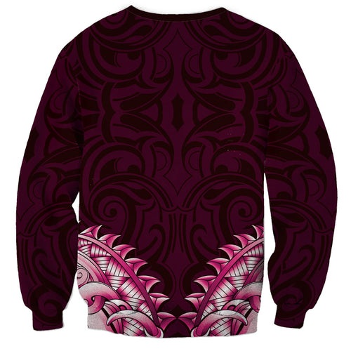 New Zealand Ta Moko Sweatshirt Aotearoa Maori Chest Tattoo Pink