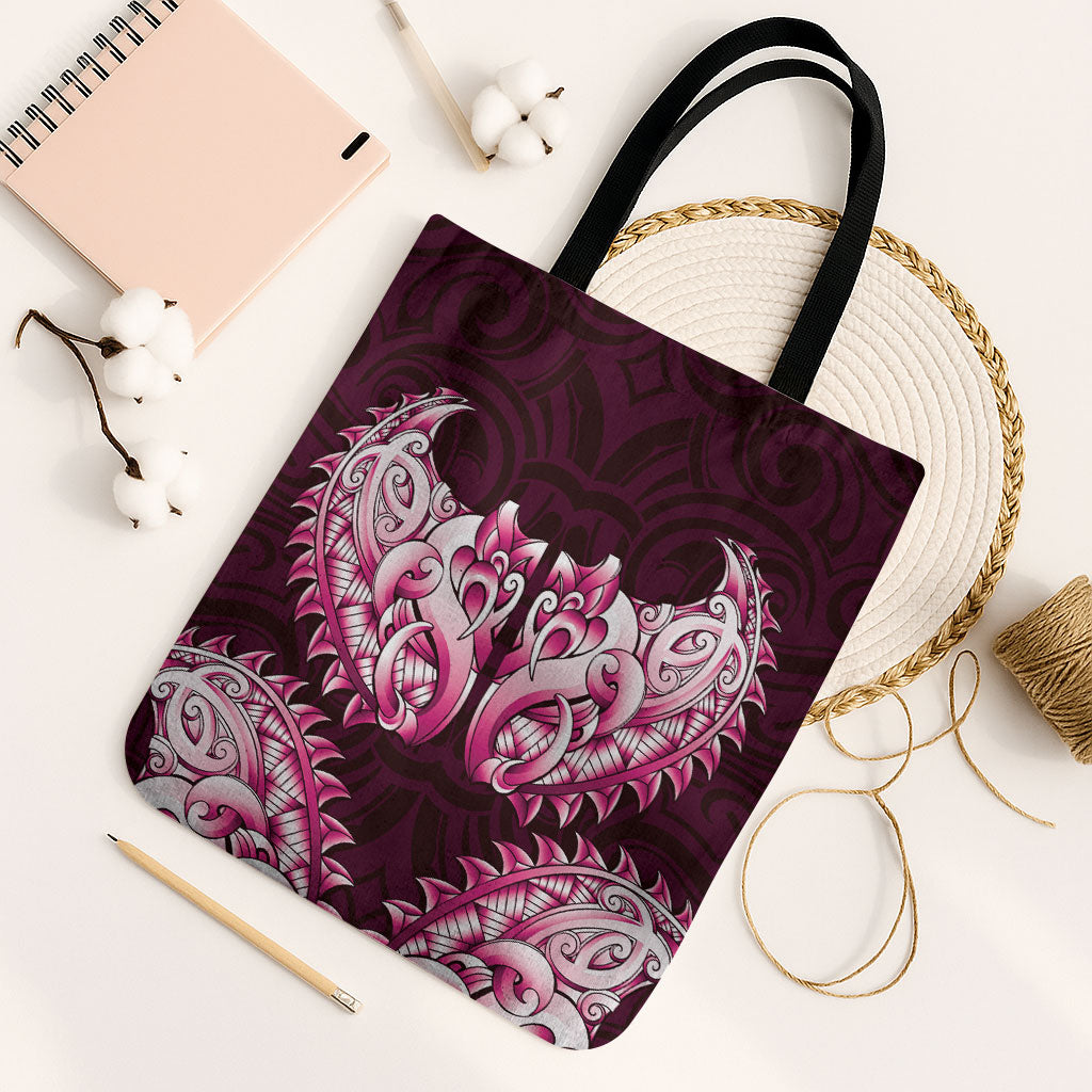 New Zealand Ta Moko Tote Bag Aotearoa Maori Chest Tattoo Pink