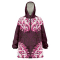 New Zealand Ta Moko Wearable Blanket Hoodie Aotearoa Maori Chest Tattoo Pink