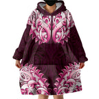 New Zealand Ta Moko Wearable Blanket Hoodie Aotearoa Maori Chest Tattoo Pink