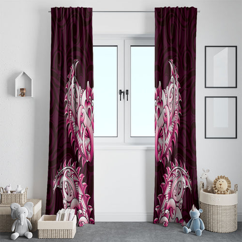 New Zealand Ta Moko Window Curtain Aotearoa Maori Chest Tattoo Pink