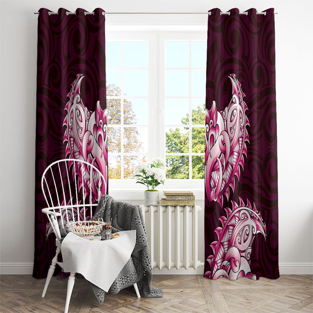 New Zealand Ta Moko Window Curtain Aotearoa Maori Chest Tattoo Pink