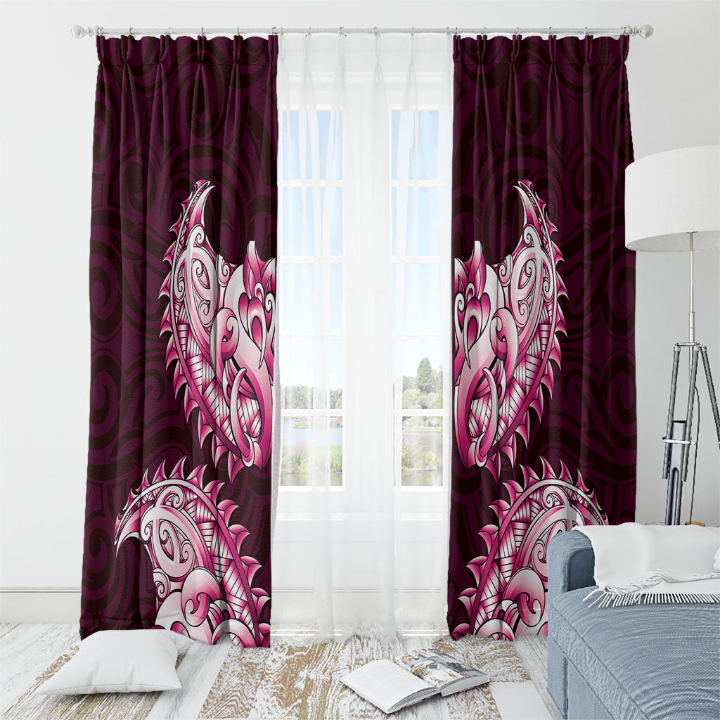 New Zealand Ta Moko Window Curtain Aotearoa Maori Chest Tattoo Pink