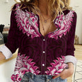 New Zealand Ta Moko Women Casual Shirt Aotearoa Maori Chest Tattoo Pink