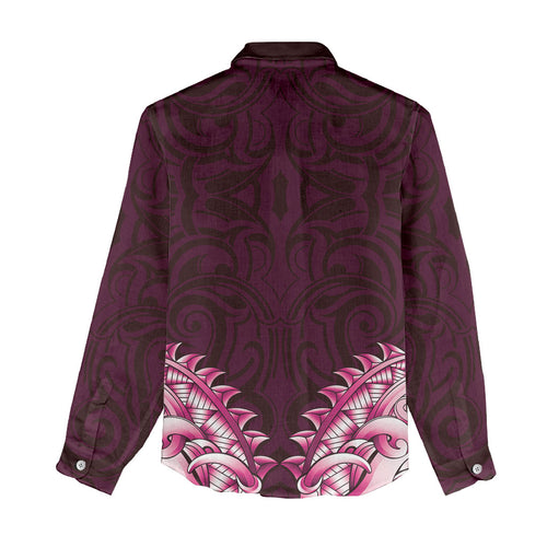 New Zealand Ta Moko Women Casual Shirt Aotearoa Maori Chest Tattoo Pink