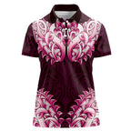 New Zealand Ta Moko Women Polo Shirt Aotearoa Maori Chest Tattoo Pink
