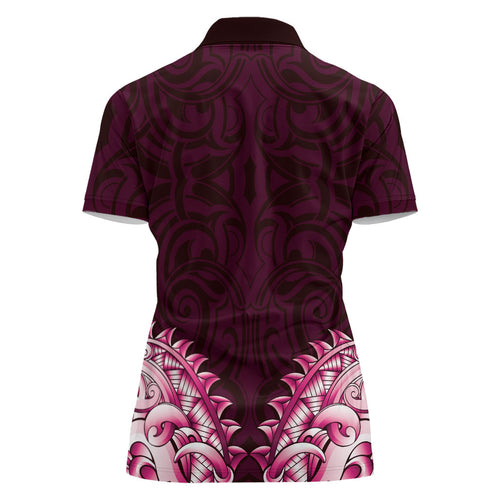New Zealand Ta Moko Women Polo Shirt Aotearoa Maori Chest Tattoo Pink