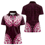 New Zealand Ta Moko Women Polo Shirt Aotearoa Maori Chest Tattoo Pink