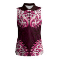 New Zealand Ta Moko Women Sleeveless Polo Shirt Aotearoa Maori Chest Tattoo Pink