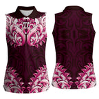 New Zealand Ta Moko Women Sleeveless Polo Shirt Aotearoa Maori Chest Tattoo Pink