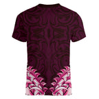 New Zealand Ta Moko Women V-Neck T-Shirt Aotearoa Maori Chest Tattoo Pink