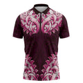 New Zealand Ta Moko Zipper Polo Shirt Aotearoa Maori Chest Tattoo Pink