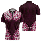 New Zealand Ta Moko Zipper Polo Shirt Aotearoa Maori Chest Tattoo Pink