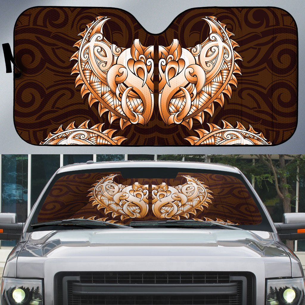 New Zealand Ta Moko Auto Sun Shade Aotearoa Maori Chest Tattoo Orange