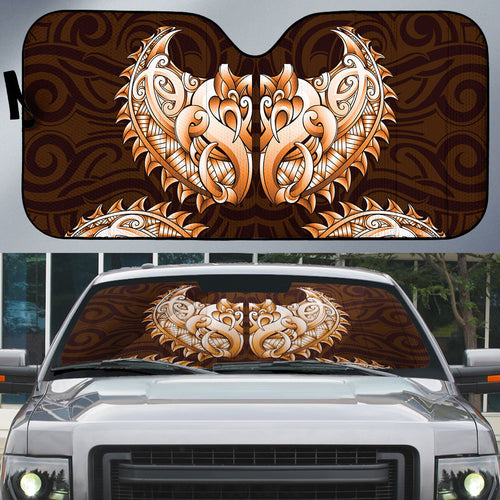 New Zealand Ta Moko Auto Sun Shade Aotearoa Maori Chest Tattoo Orange