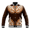 New Zealand Ta Moko Baseball Jacket Aotearoa Maori Chest Tattoo Orange