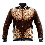 New Zealand Ta Moko Baseball Jacket Aotearoa Maori Chest Tattoo Orange