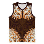 New Zealand Ta Moko Basketball Jersey Aotearoa Maori Chest Tattoo Orange
