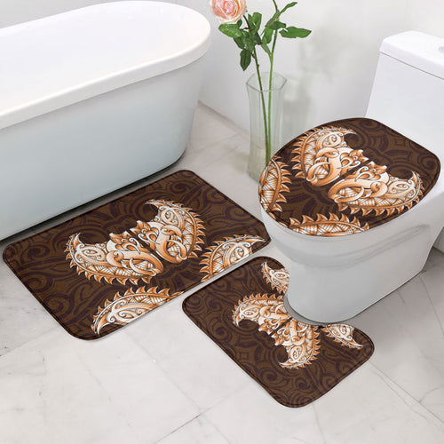 New Zealand Ta Moko Bathroom Set Aotearoa Maori Chest Tattoo Orange