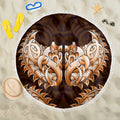 New Zealand Ta Moko Beach Blanket Aotearoa Maori Chest Tattoo Orange