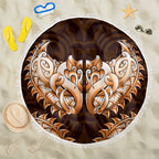 New Zealand Ta Moko Beach Blanket Aotearoa Maori Chest Tattoo Orange