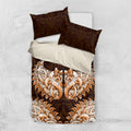 New Zealand Ta Moko Bedding Set Aotearoa Maori Chest Tattoo Orange