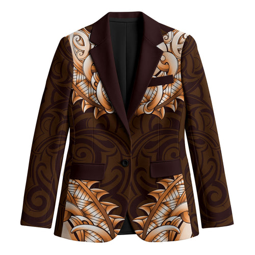 New Zealand Ta Moko Blazer Aotearoa Maori Chest Tattoo Orange
