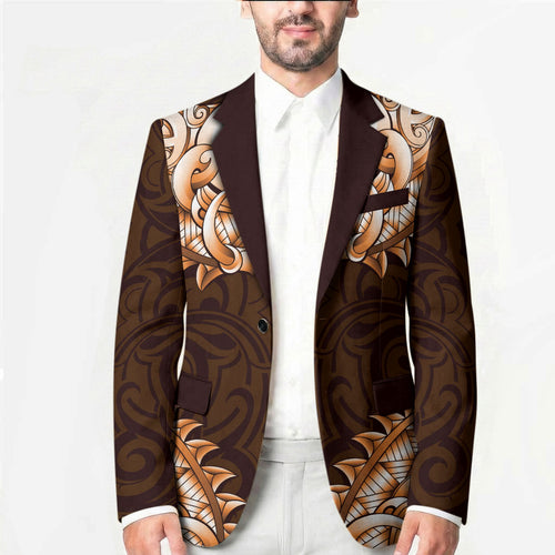 New Zealand Ta Moko Blazer Aotearoa Maori Chest Tattoo Orange
