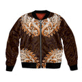 New Zealand Ta Moko Bomber Jacket Aotearoa Maori Chest Tattoo Orange