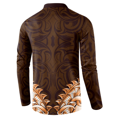 New Zealand Ta Moko Button Sweatshirt Aotearoa Maori Chest Tattoo Orange