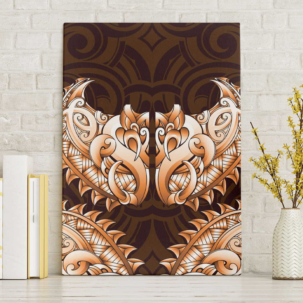 New Zealand Ta Moko Canvas Wall Art Aotearoa Maori Chest Tattoo Orange