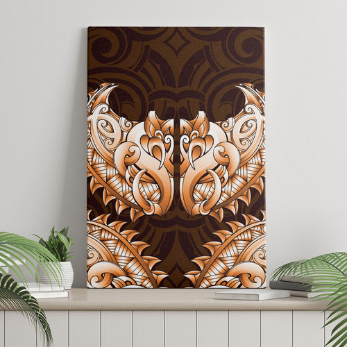 New Zealand Ta Moko Canvas Wall Art Aotearoa Maori Chest Tattoo Orange