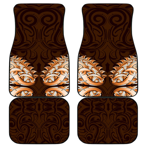 New Zealand Ta Moko Car Mats Aotearoa Maori Chest Tattoo Orange