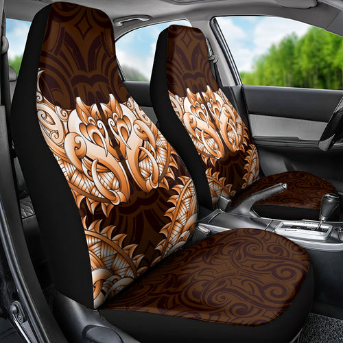 New Zealand Ta Moko Car Seat Cover Aotearoa Maori Chest Tattoo Orange