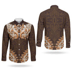 New Zealand Ta Moko Couples Matching Tank Maxi Dress and Long Sleeve Button Shirt Aotearoa Maori Chest Tattoo Orange