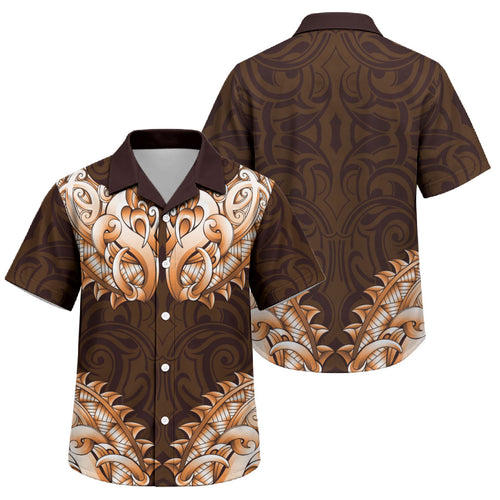 New Zealand Ta Moko Family Matching Mermaid Dress and Hawaiian Shirt Aotearoa Maori Chest Tattoo Orange