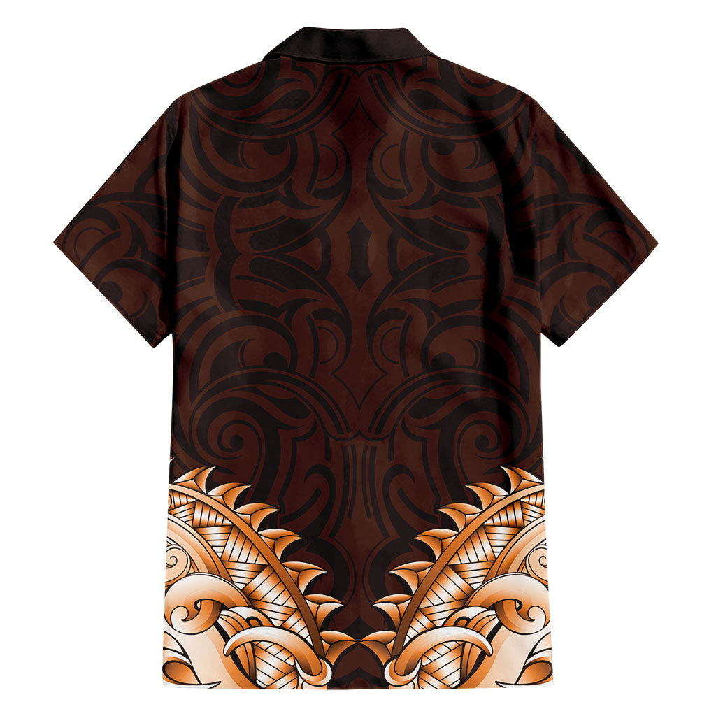 New Zealand Ta Moko Hawaiian Shirt Aotearoa Maori Chest Tattoo Orange