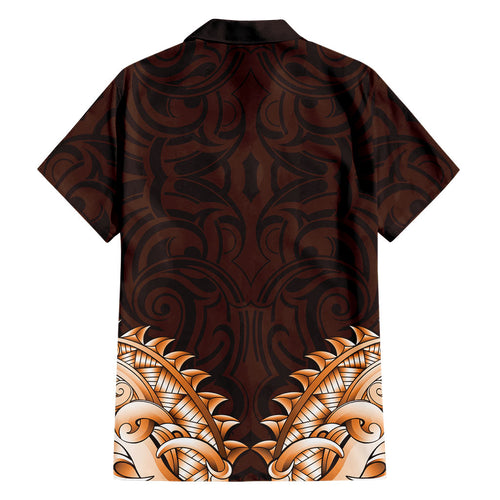 New Zealand Ta Moko Hawaiian Shirt Aotearoa Maori Chest Tattoo Orange