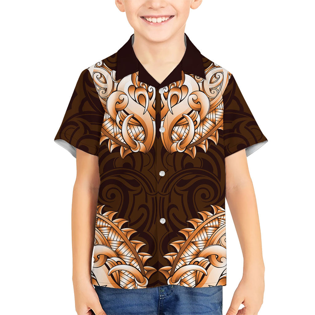 New Zealand Ta Moko Hawaiian Shirt Aotearoa Maori Chest Tattoo Orange