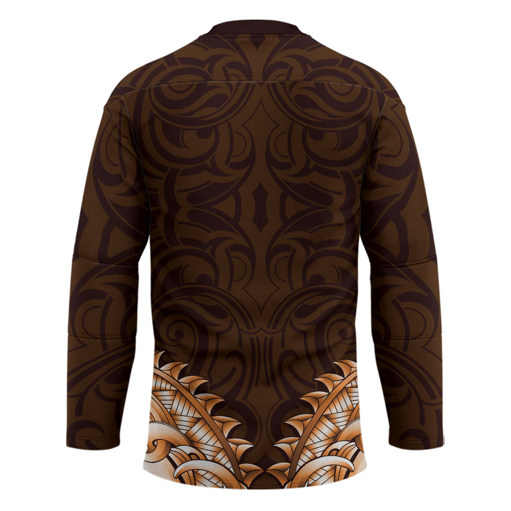 New Zealand Ta Moko Hockey Jersey Aotearoa Maori Chest Tattoo Orange