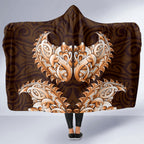 New Zealand Ta Moko Hooded Blanket Aotearoa Maori Chest Tattoo Orange