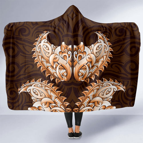 New Zealand Ta Moko Hooded Blanket Aotearoa Maori Chest Tattoo Orange