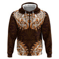 New Zealand Ta Moko Hoodie Aotearoa Maori Chest Tattoo Orange