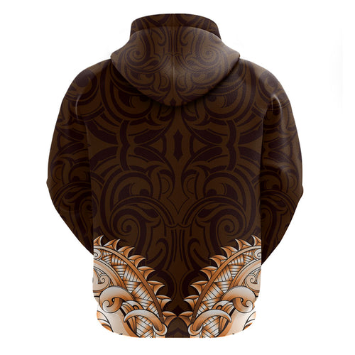 New Zealand Ta Moko Hoodie Aotearoa Maori Chest Tattoo Orange