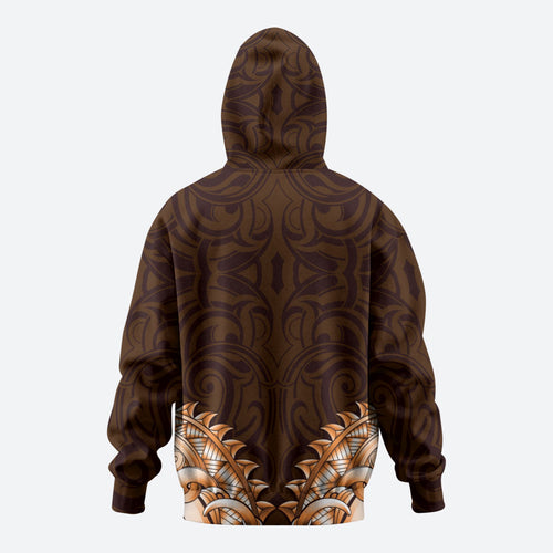 New Zealand Ta Moko Hoodie Aotearoa Maori Chest Tattoo Orange