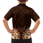 New Zealand Ta Moko Kid Hawaiian Shirt Aotearoa Maori Chest Tattoo Orange