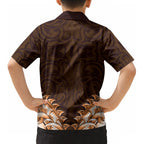 New Zealand Ta Moko Kid Hawaiian Shirt Aotearoa Maori Chest Tattoo Orange LT14