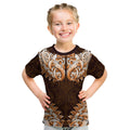 New Zealand Ta Moko Kid T Shirt Aotearoa Maori Chest Tattoo Orange
