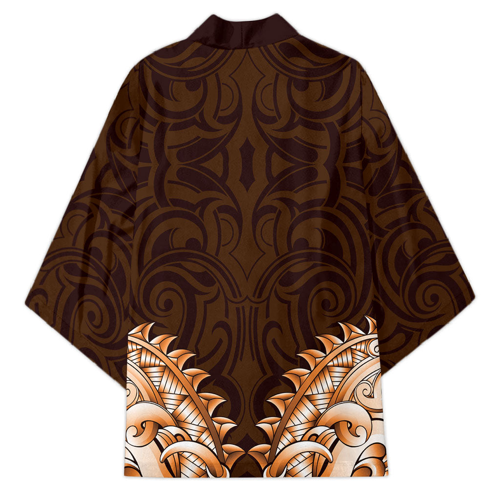 New Zealand Ta Moko Kimono Aotearoa Maori Chest Tattoo Orange