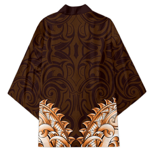 New Zealand Ta Moko Kimono Aotearoa Maori Chest Tattoo Orange